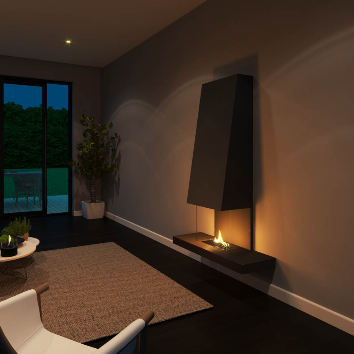 Tenderflame Raff 180 väggmonterad kamin 1 L svart