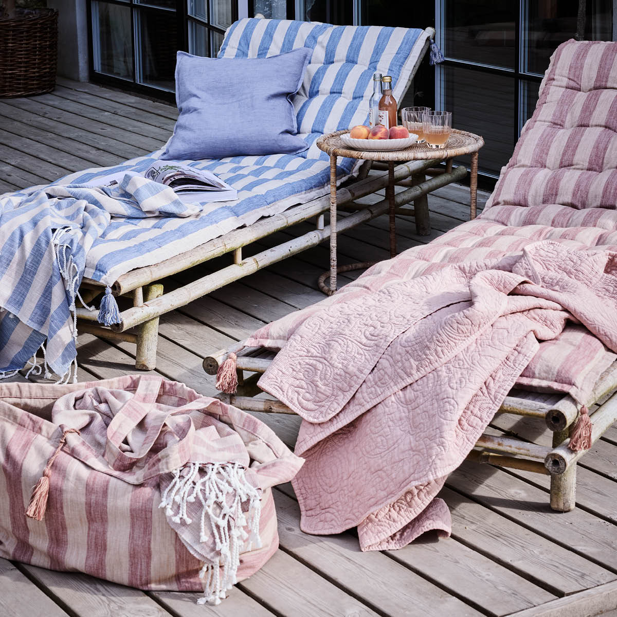 Lene Bjerre Felima badehåndkle 90x180 cm lin/blå