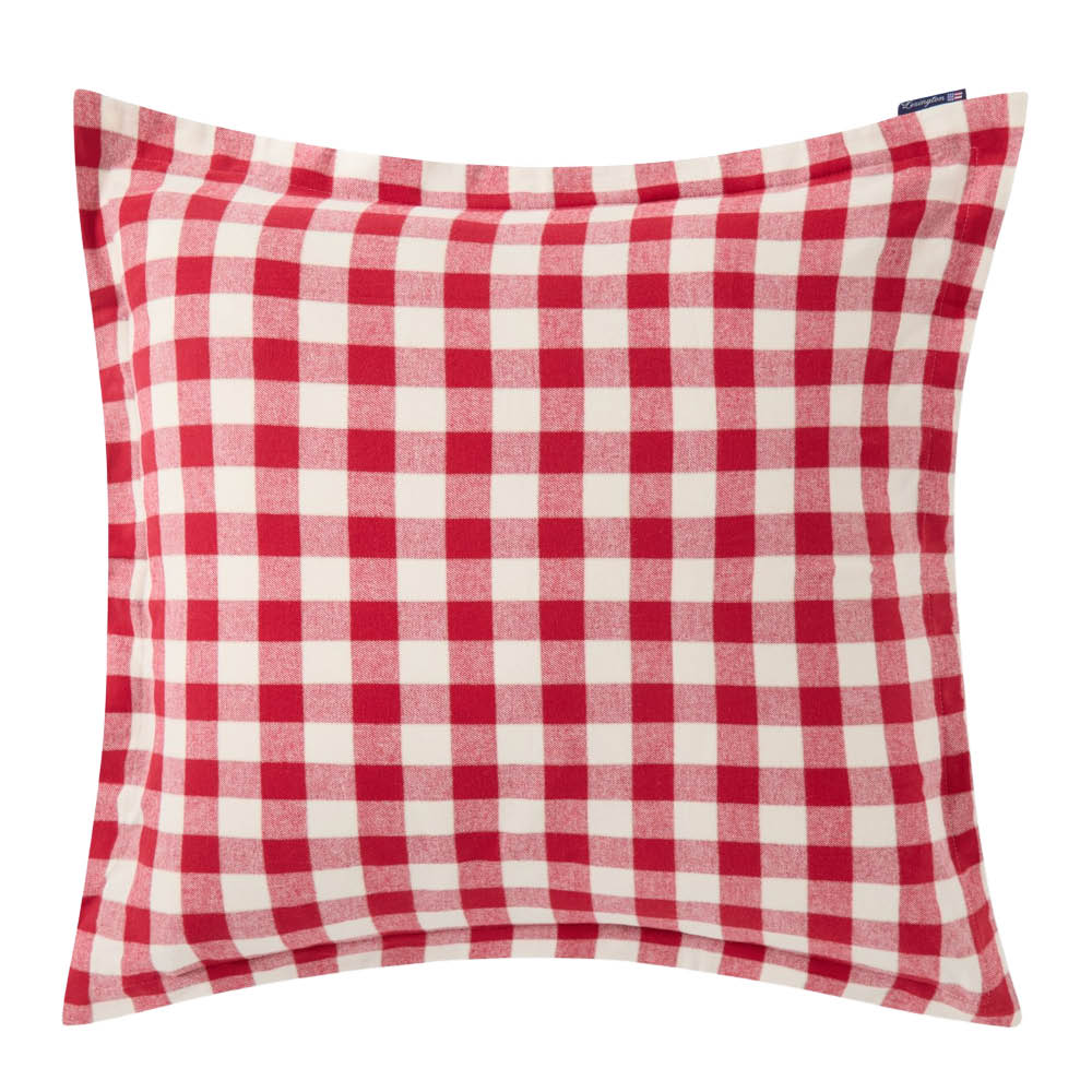 Lexington - Tyynyliina flanelli 65x65 cm ruudullinen punainen/vaaleanbeige