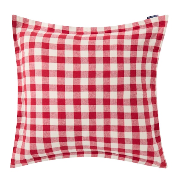 Örngott flanell 65x65 cm rutig röd/ljusbeige