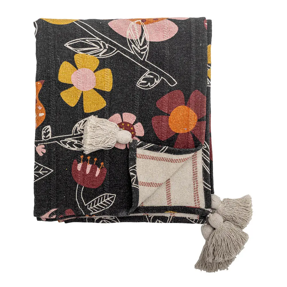Vivielle pledd 160x130 cm blomster mørk