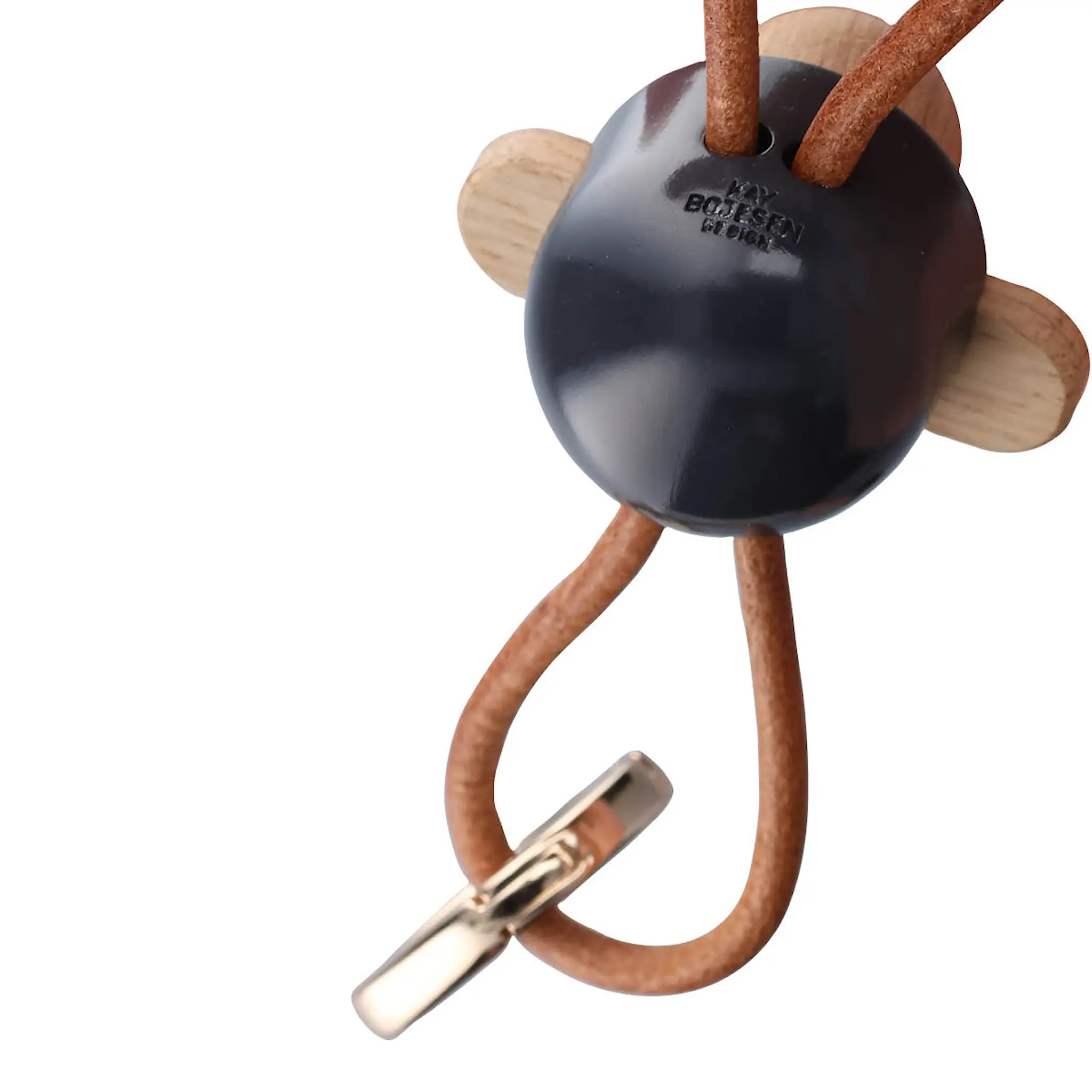 Kay Bojesen Kay Bojesen nyckelring apa 3 cm guld/läder/mörkgrå
