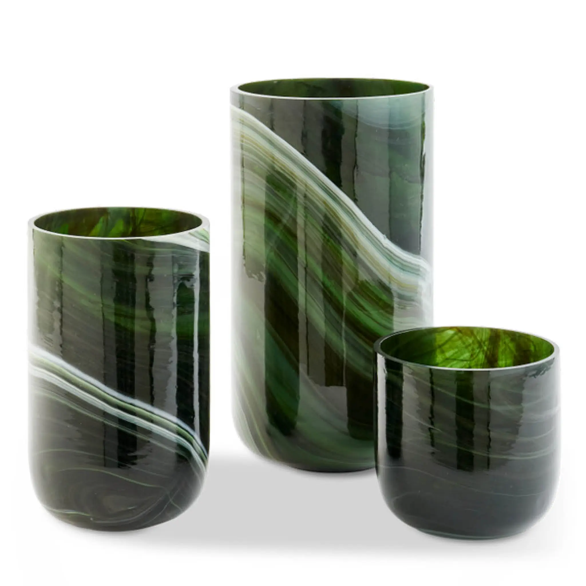 Pols Potten Marbled vas i marmorerat glas L 40,5 cm mörkgrön