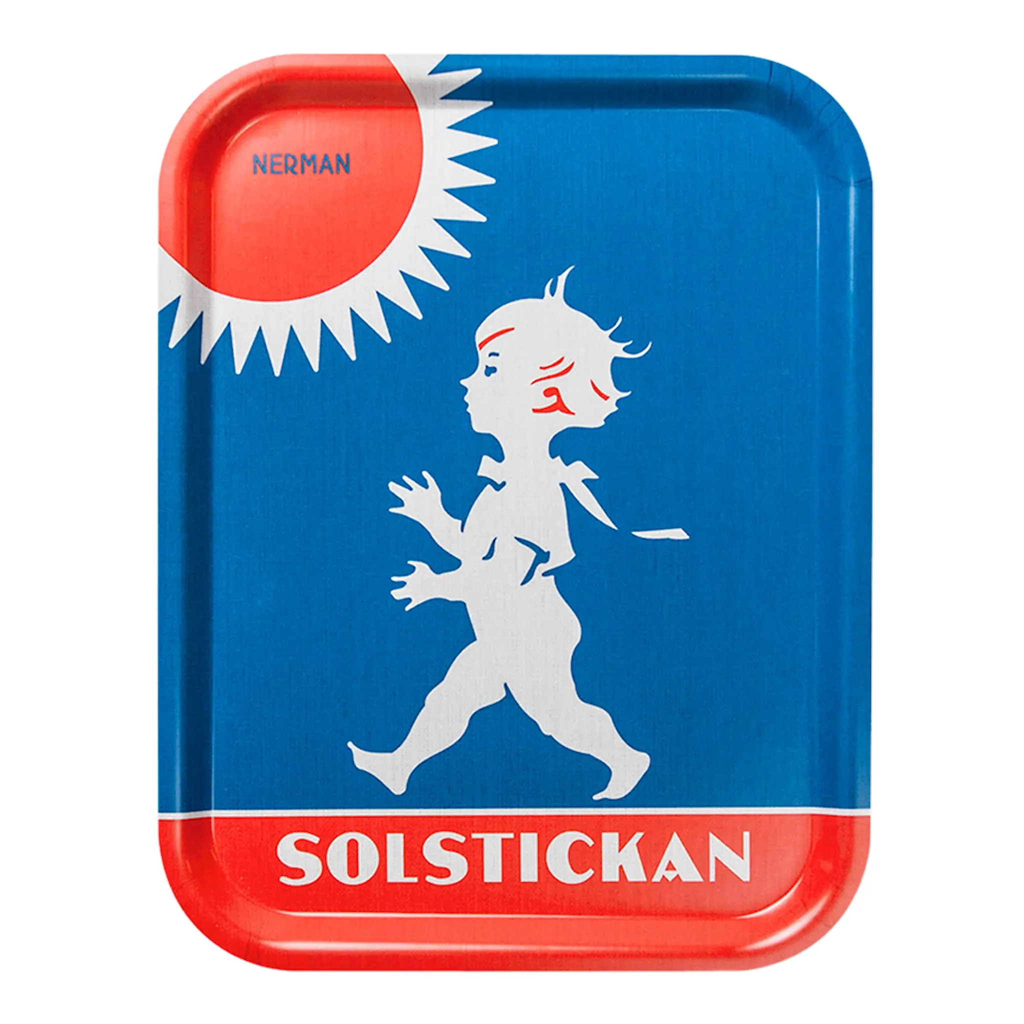 SOLSTICKAN Bricka 27x20 cm Blå/Röd