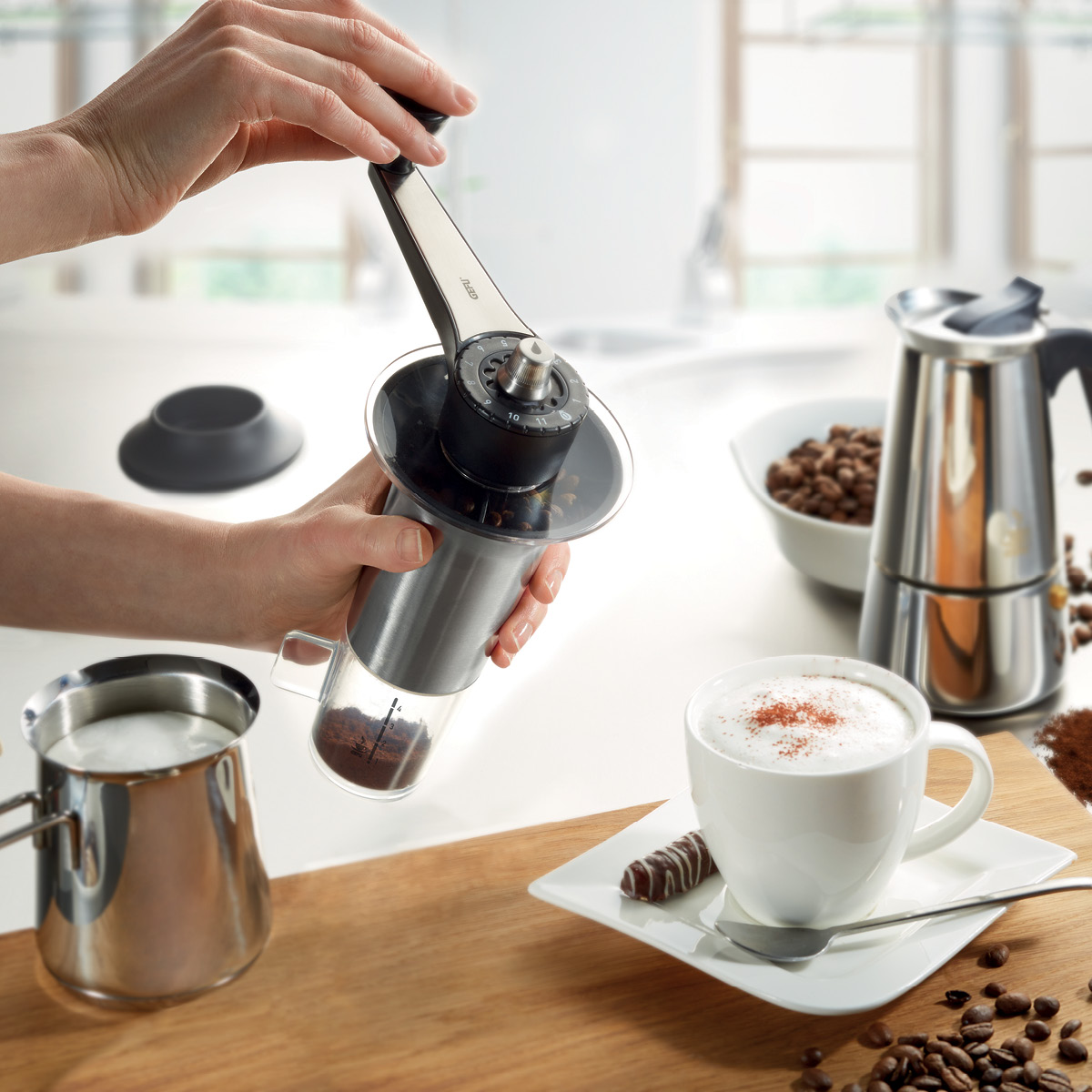 Gefu Lorenzo manuell kaffekvern stål/svart