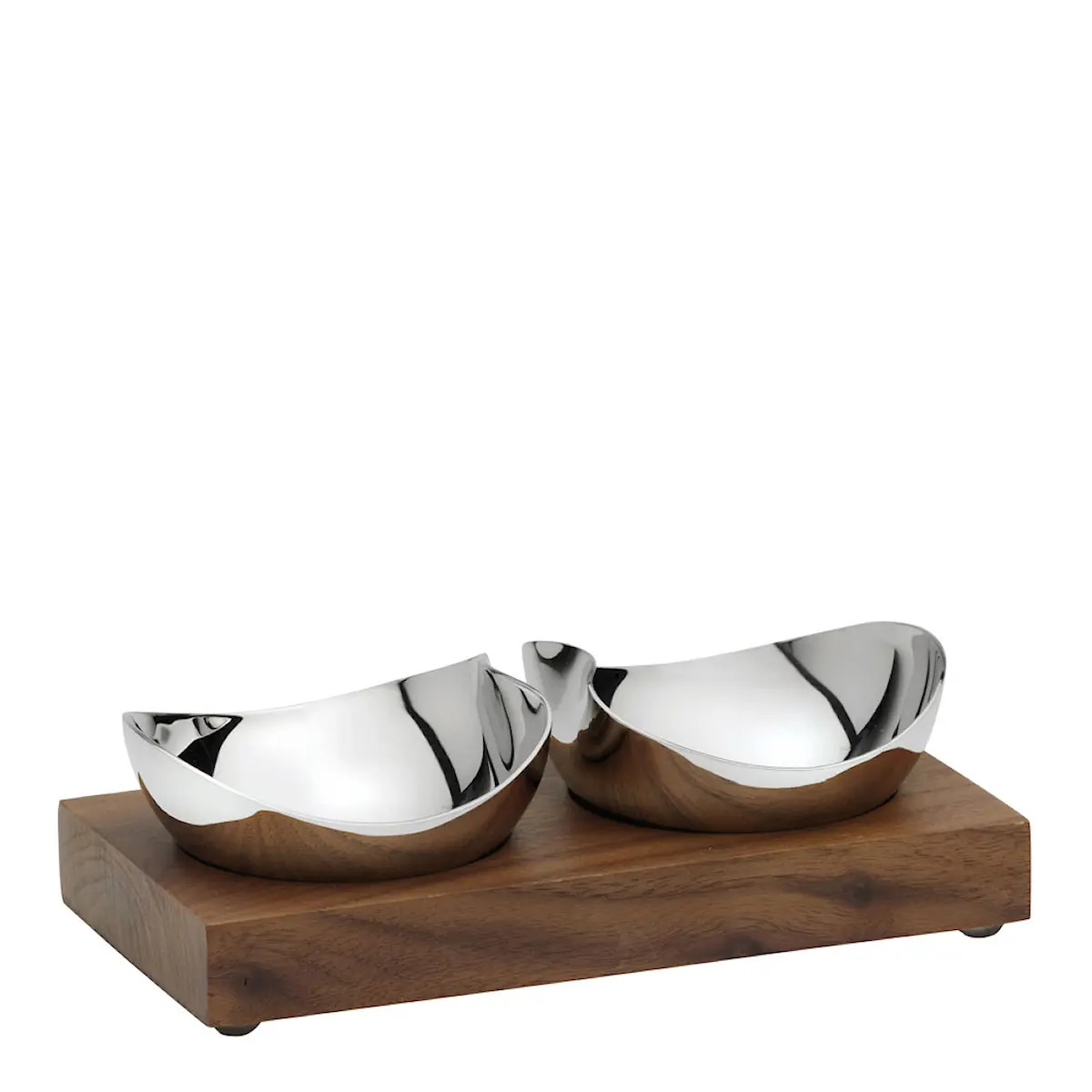 Robert Welch Drift Pinch Pot Set 2 skålar med 1 bricka stål/valnöt