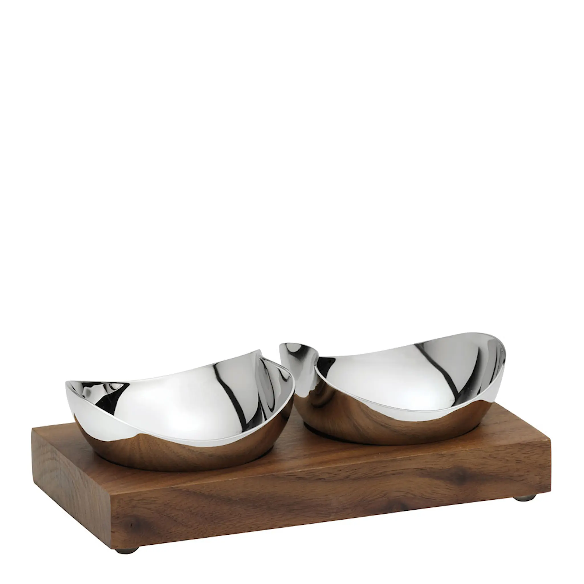 Robert Welch Drift Pinch Pot Set 2 skålar med 1 bricka stål/valnöt