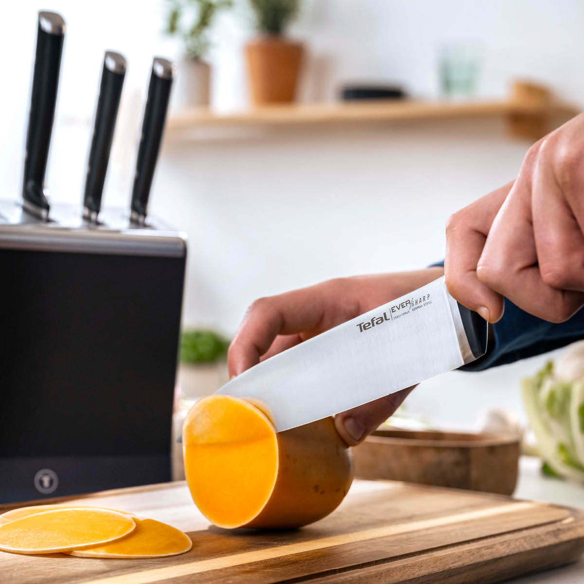 Tefal EverSharp Pro Veitsitukki 5 veitsellä Tummansininen