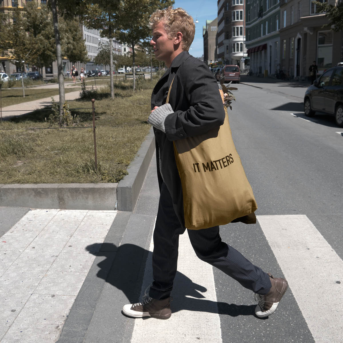 The Organic Company Handlenett gjenbrukbart 50x35 cm khaki