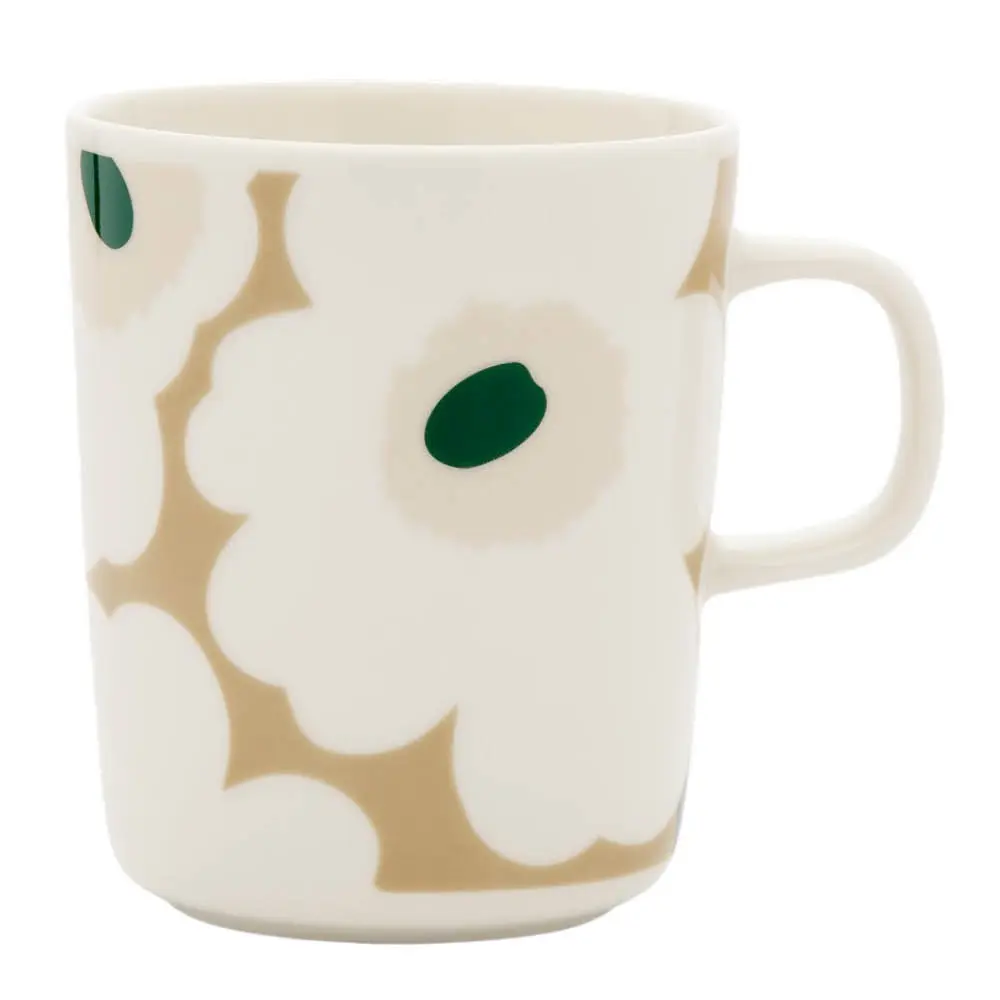 Oiva / Unikko muki 25 cl valkoinen/beige/vihreä