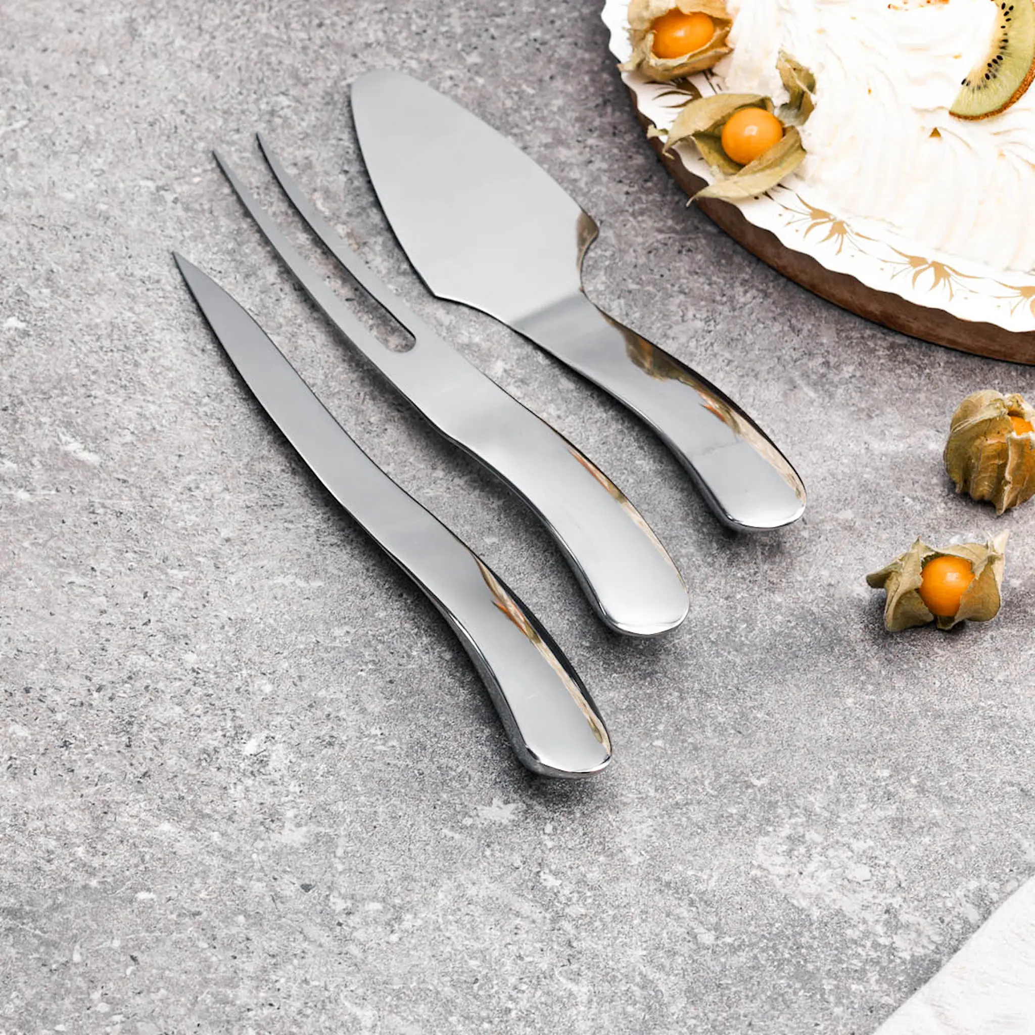 Haws Santo tårtset med tårtspade, kniv och gaffel stål