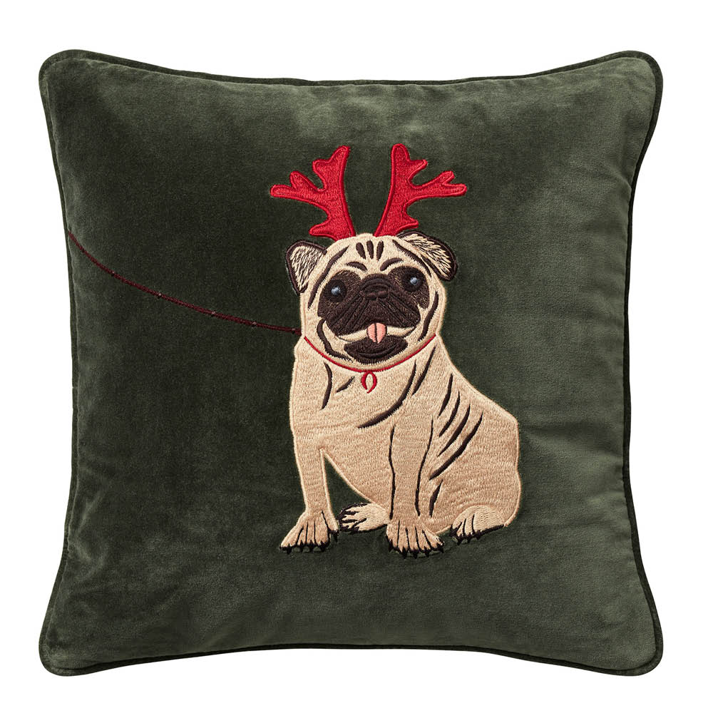 Chhatwal & Jonsson Holiday Dog putetrekk velur 50x50 cm Forest Green