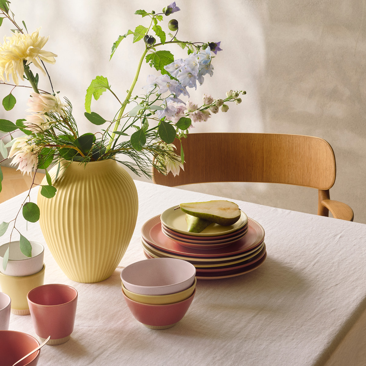 Knabstrup Keramik Ripple Maljakko 27 cm Keltainen