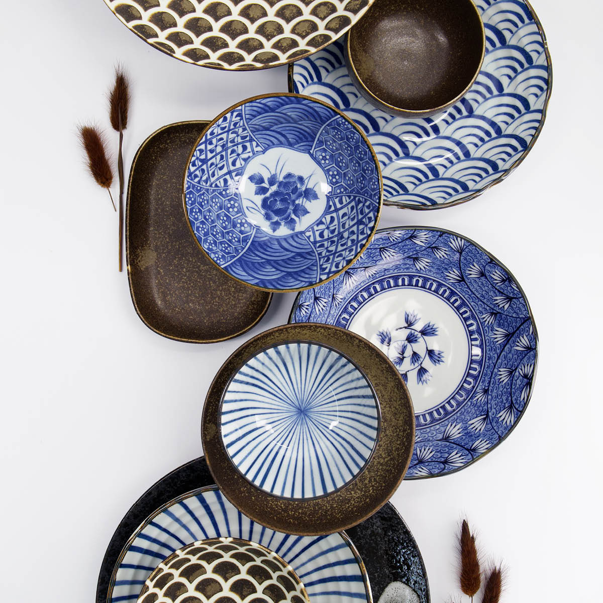 Tokyo Design Studio Natsu Tokusa Mixed skål 17,8x9,5 cm 1 L blå/vit