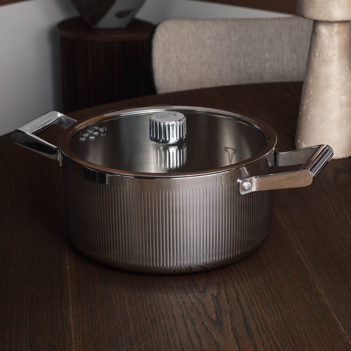 Vargen & Thor Glima gryta 4 L med lock blankt stål