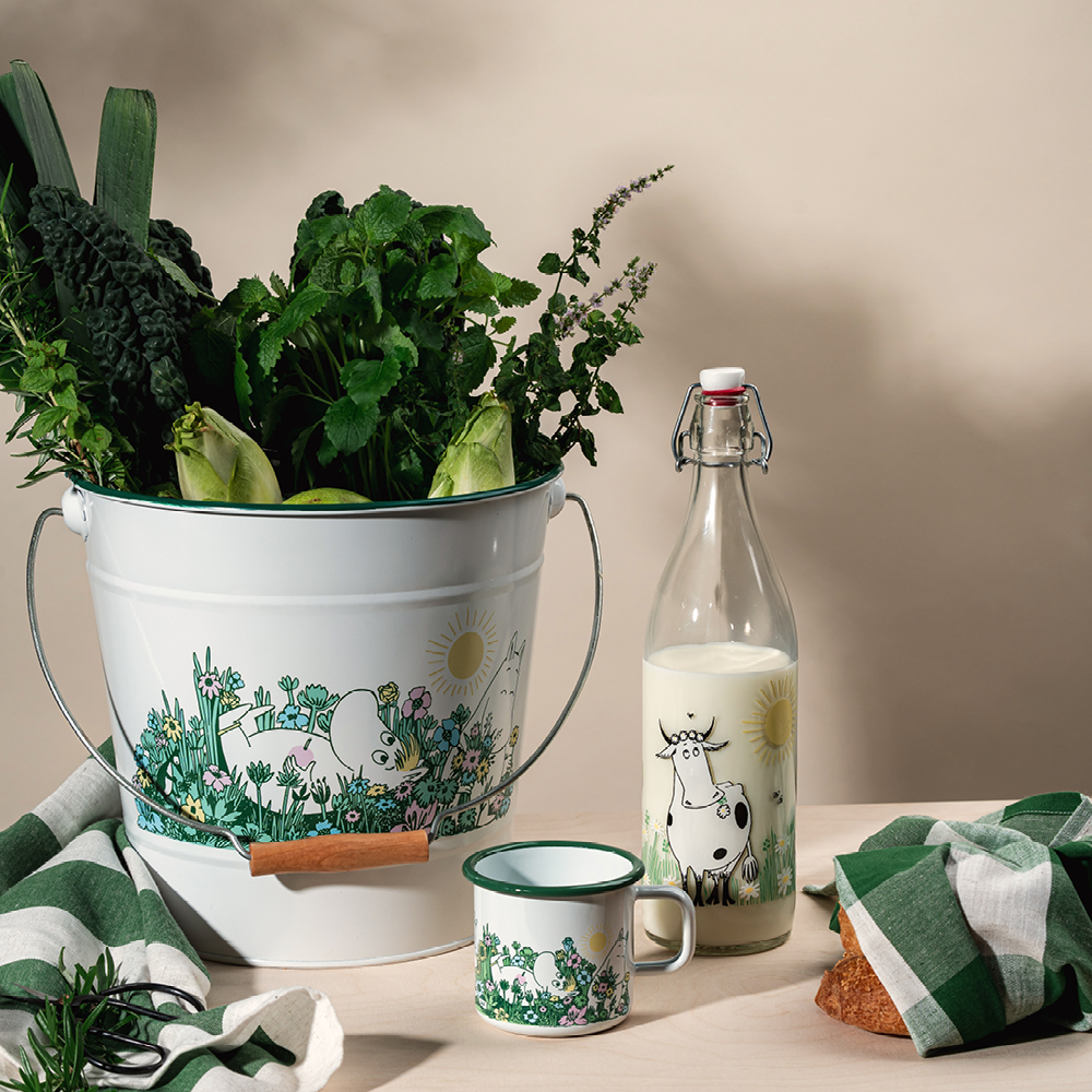 Muurla Mumin glasflaska med bygelkork 1 L äng