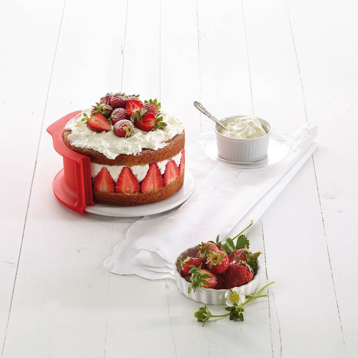 Lékué Springform i silikon med tallrik 15 cm 1 L röd/vit