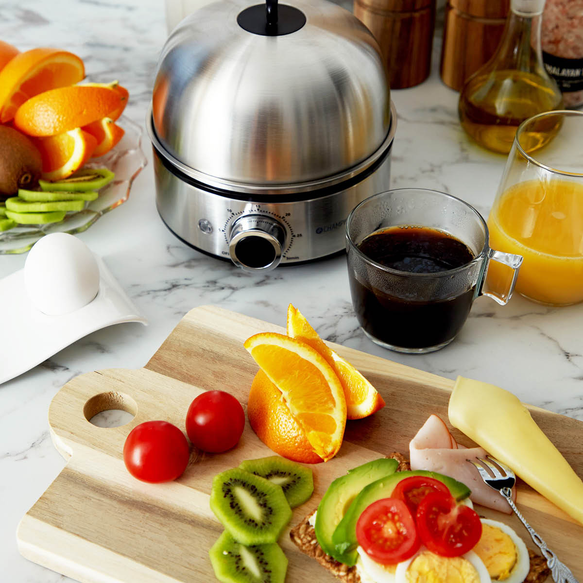 CHAMPION Äggkokare med timer för 7 ägg EB600 rostfritt stål