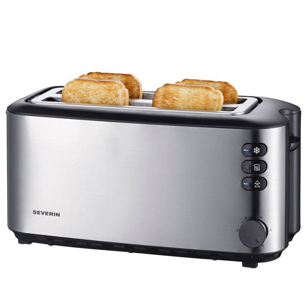 Severin Brödrost med lång skåra AT2509 4 skivor 1400W rostfritt stål