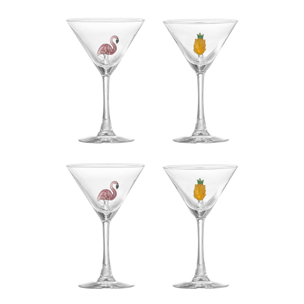 Bloomingville - Misa Cocktaillasi 17 cl 4 kpl Flamingo/Ananas