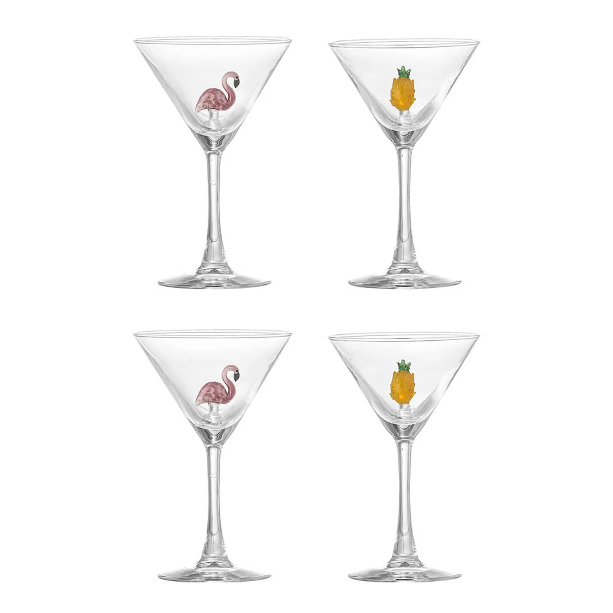 Bloomingville Misa cocktail-lasit 17 cl 4 kpl flamingo/ananas