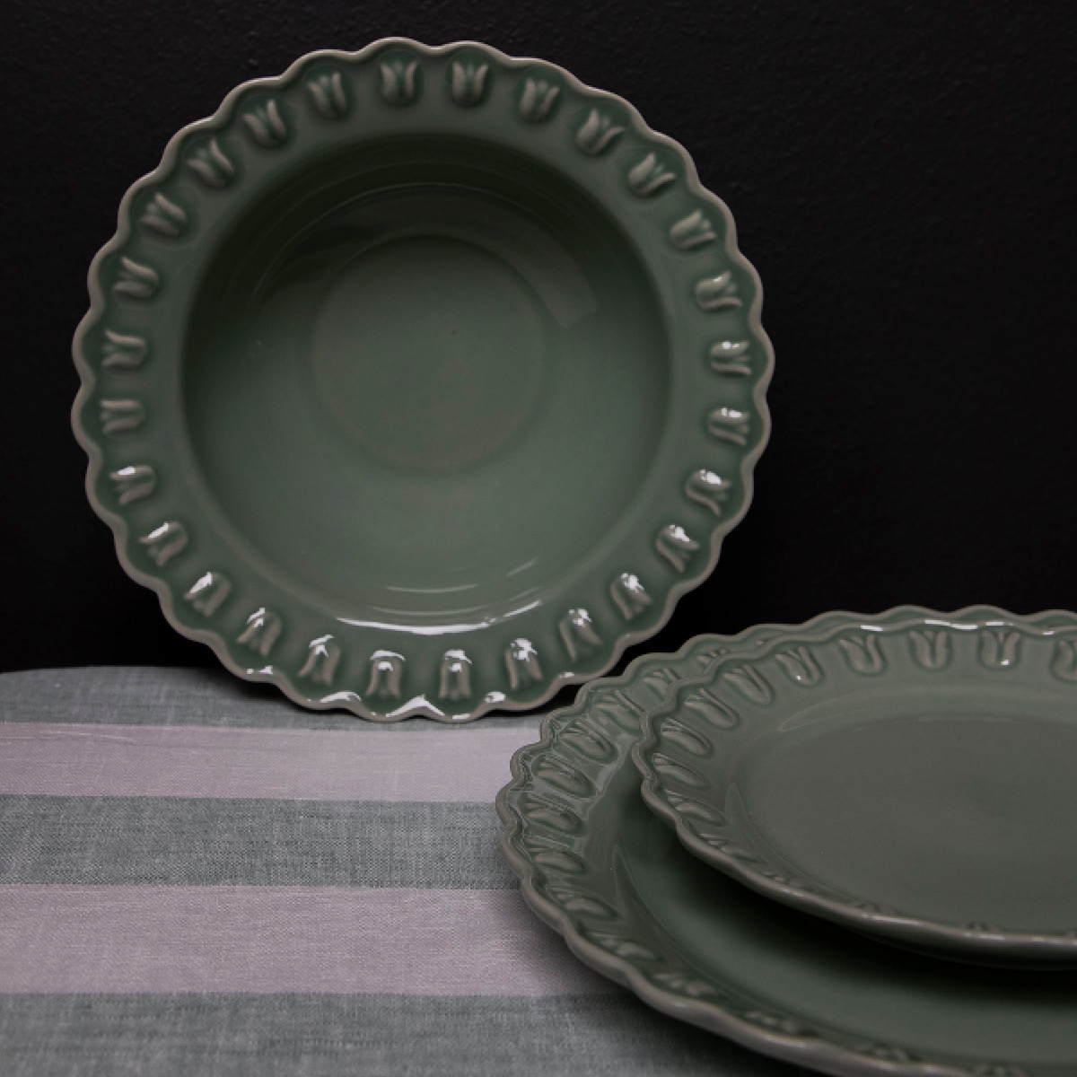 PotteryJo Tulipa Tallrik 26 cm 2-pack Verona Green