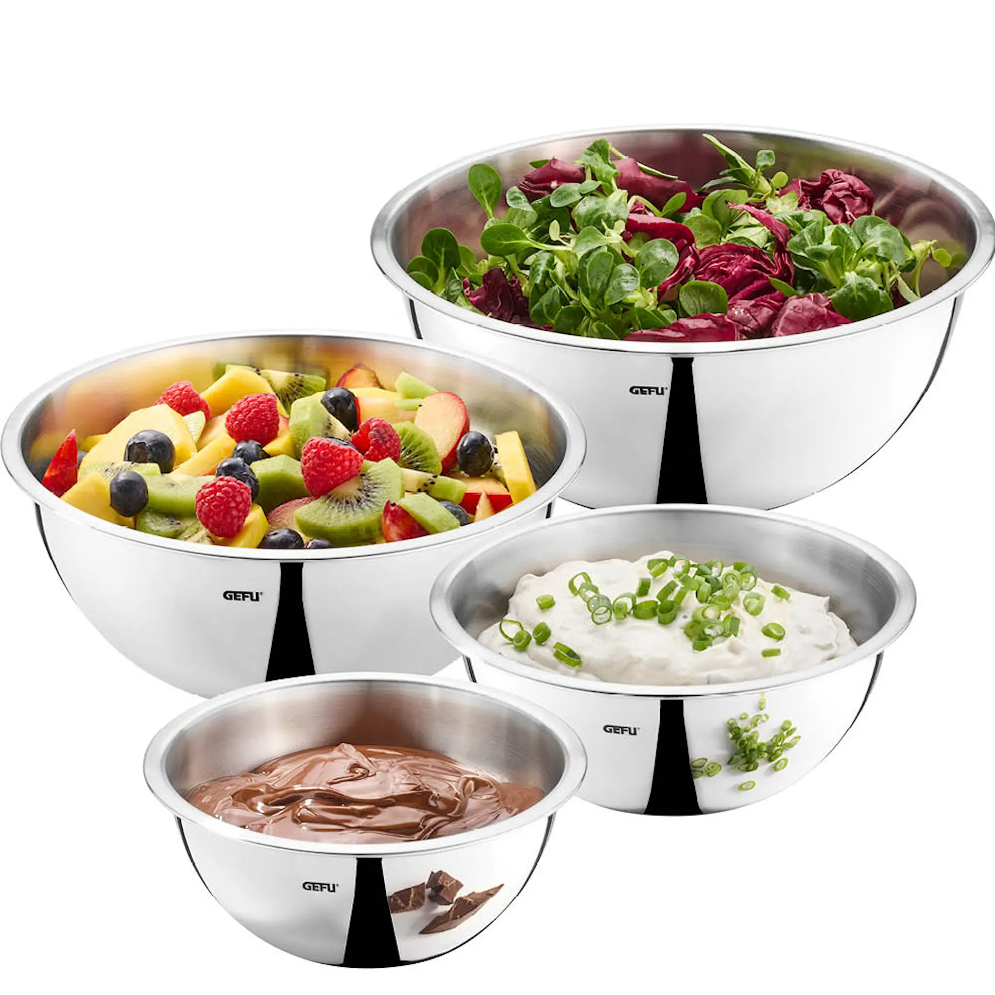 Gefu Cavaro skålset 4 delar stål