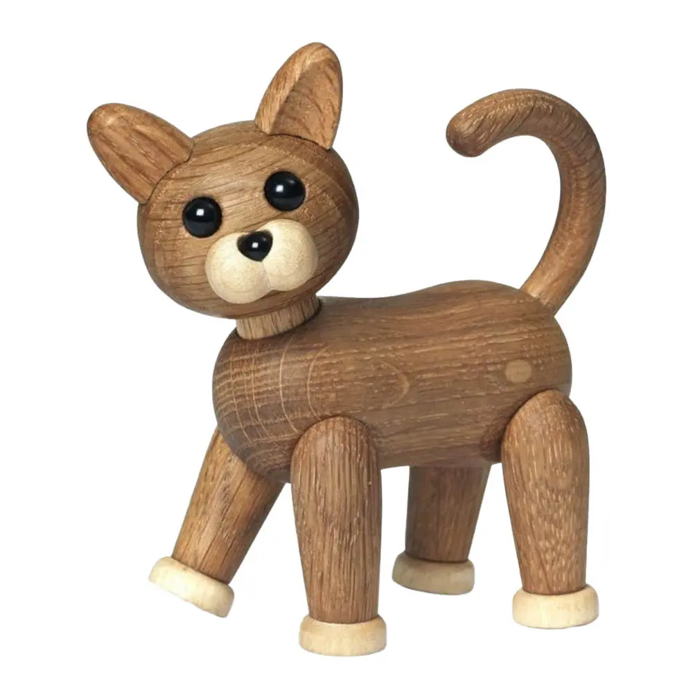 Sneaky Kattunge trefigur 10 cm eik
