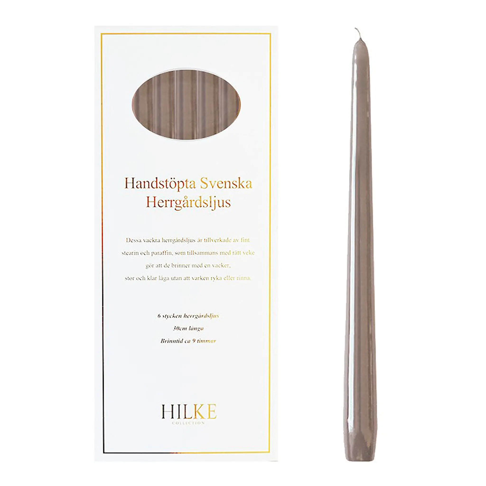 Hilke Herrgårdsljus 30 cm 6-pack Lin