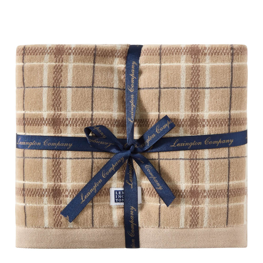 Lexington Handduk velour 50x70 cm 2-pack rutig beige/grå/ljusbeige