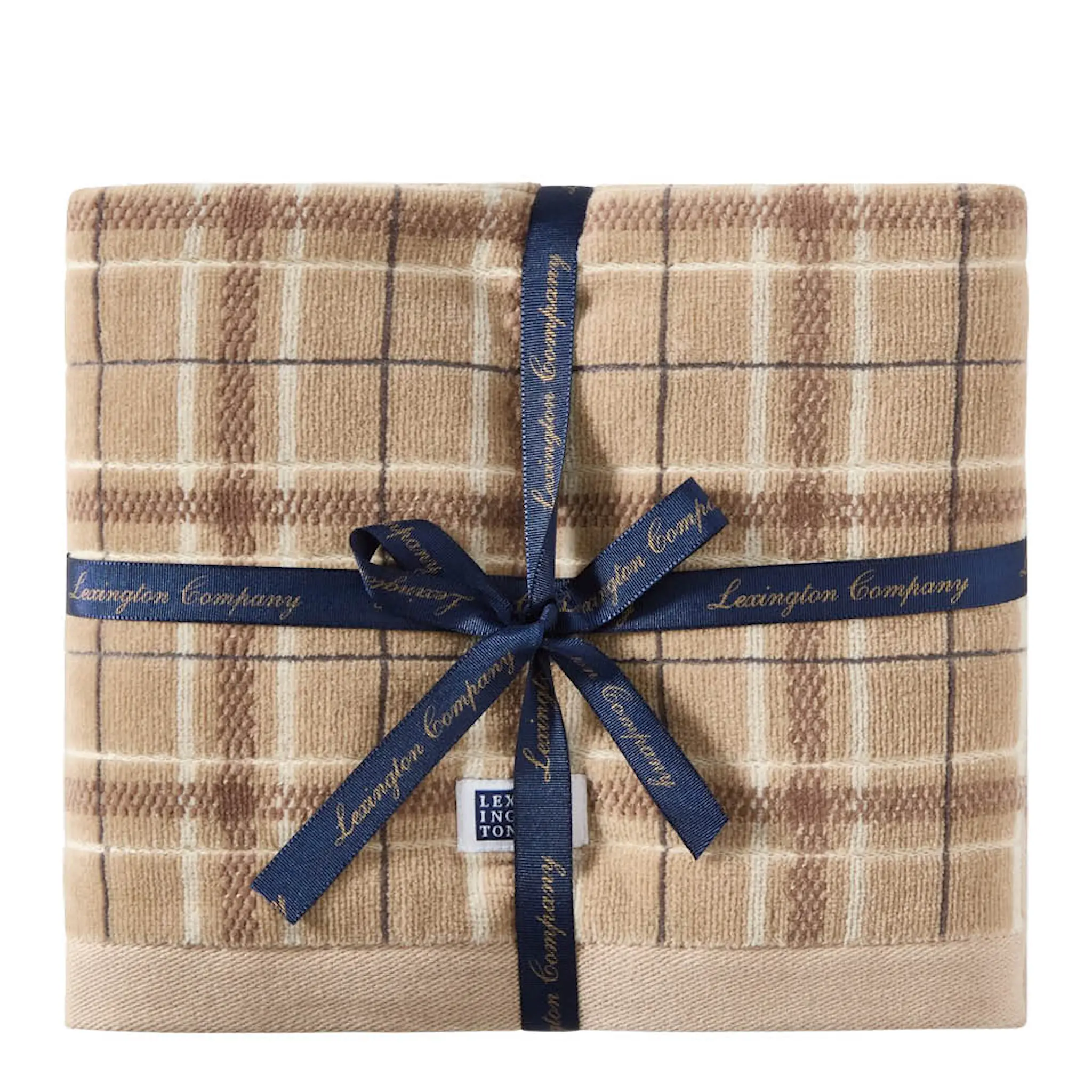 Lexington Handduk velour 50x70 cm 2-pack rutig beige/grå/ljusbeige