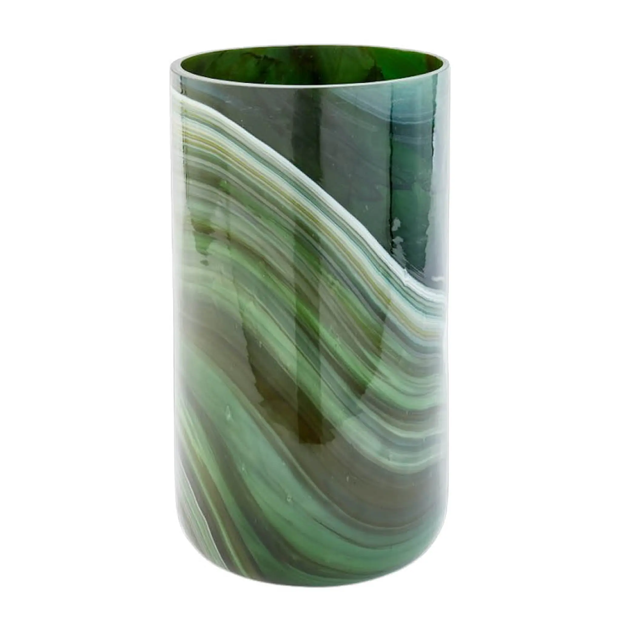 Pols Potten Marbled vas i marmorerat glas L 40,5 cm mörkgrön