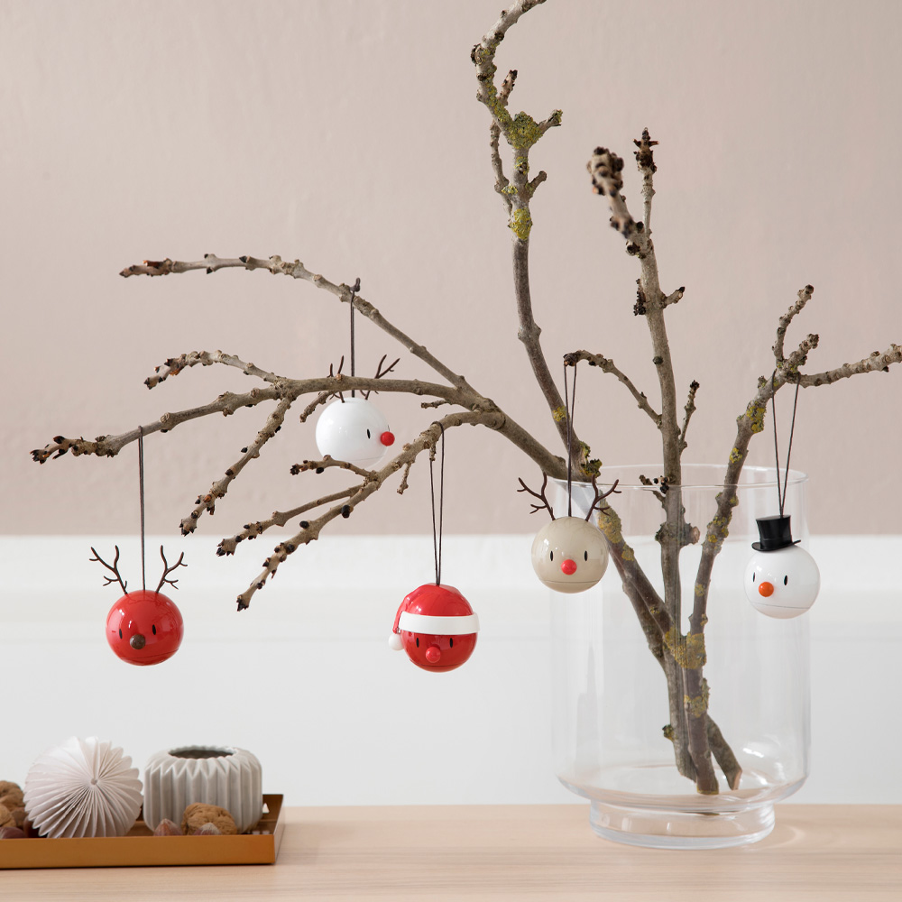 Hoptimisten Snømann Julekule 2 stk hvit