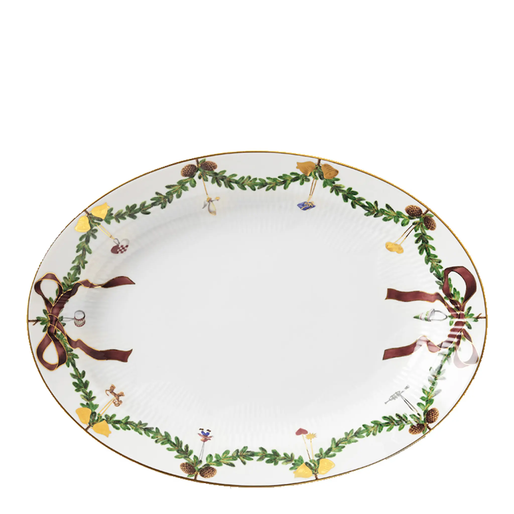 Royal Copenhagen Star Fluted Christmas Fat Oval 34 cm Vit