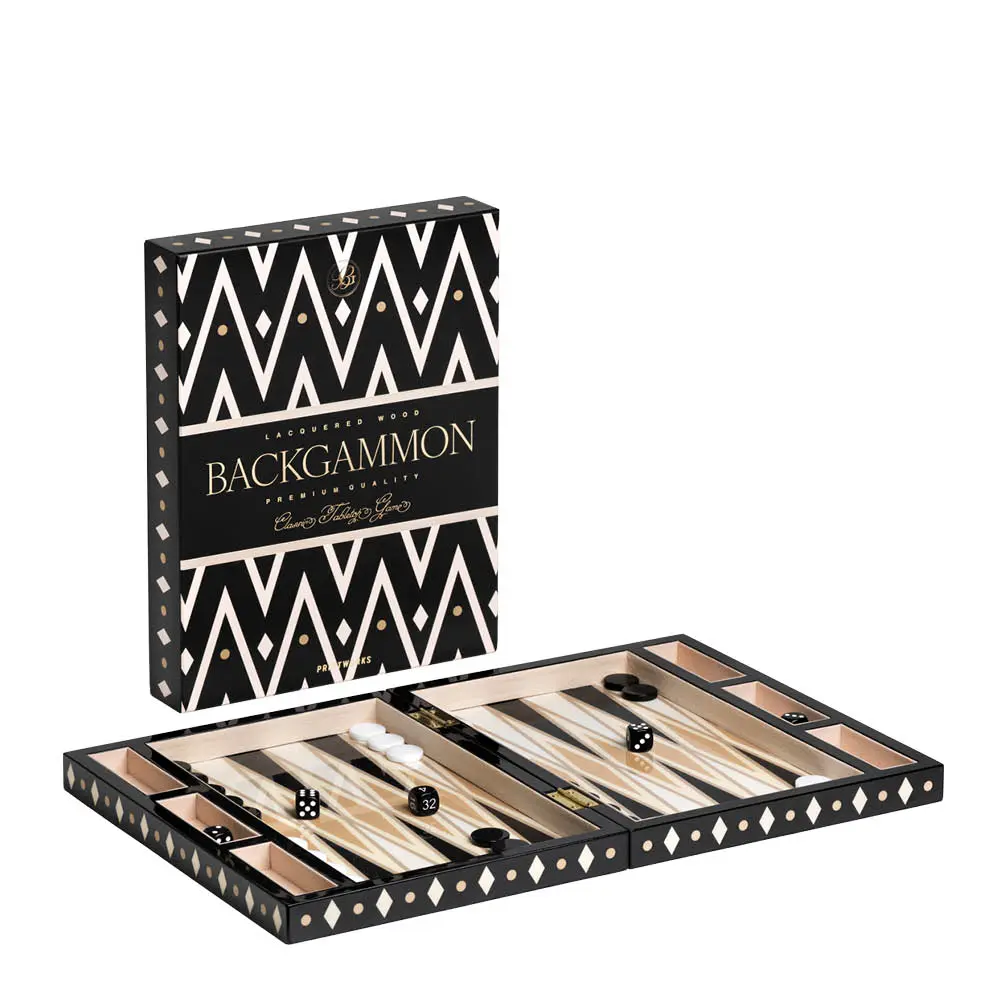 Lacquered Peli backgammon Musta
