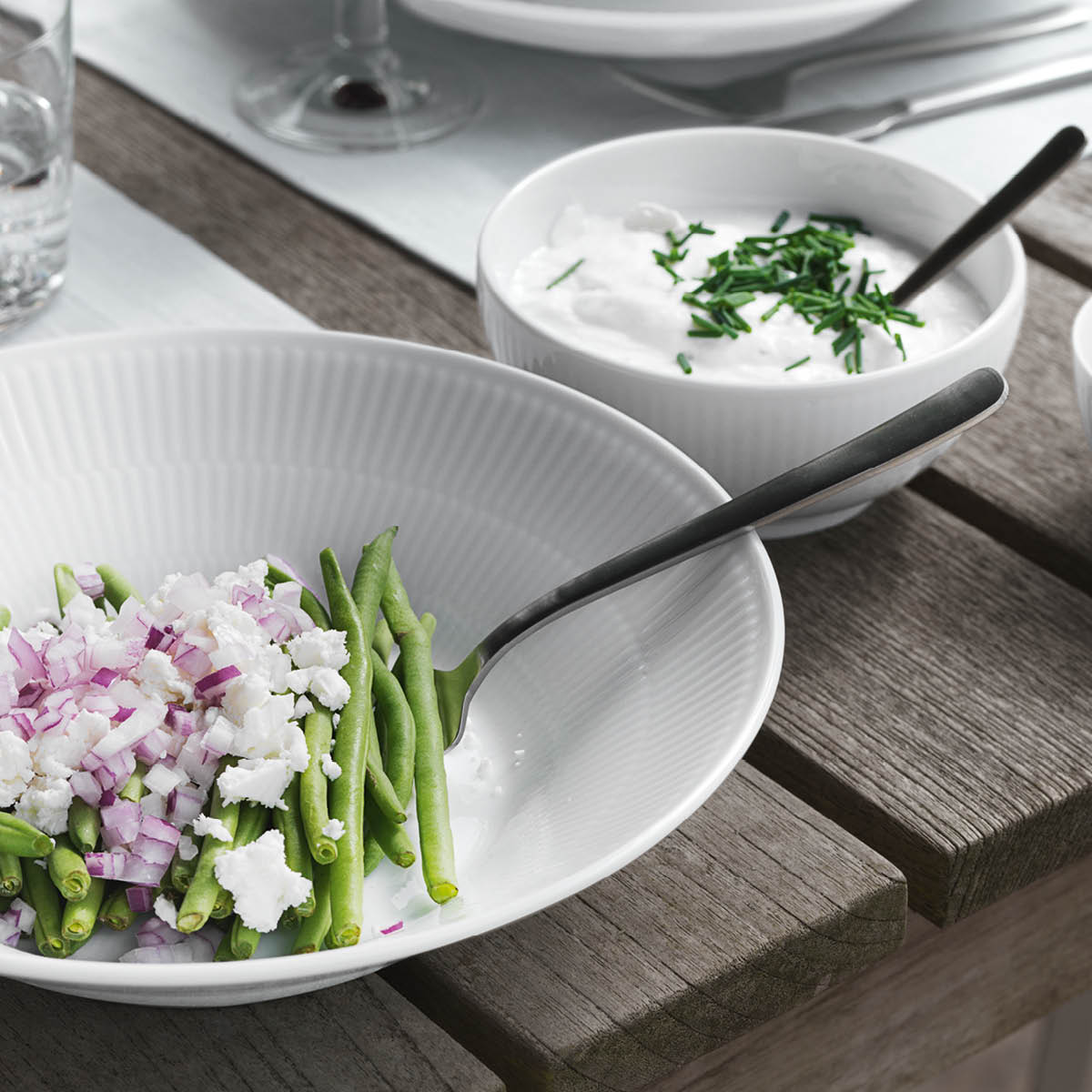 Royal Copenhagen Hvit Riflet dyp tallerken 24 cm