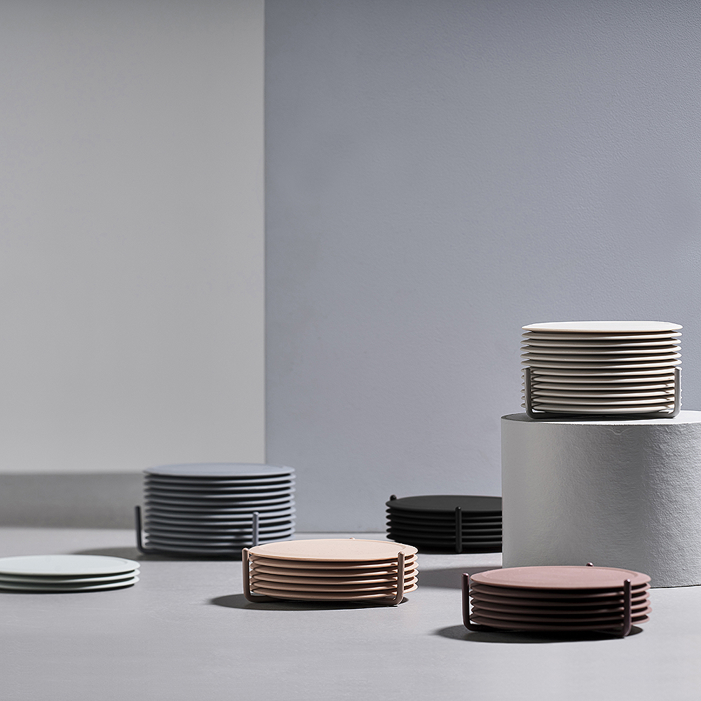 Zone Singles glasunderlag silikon 6 stk grå