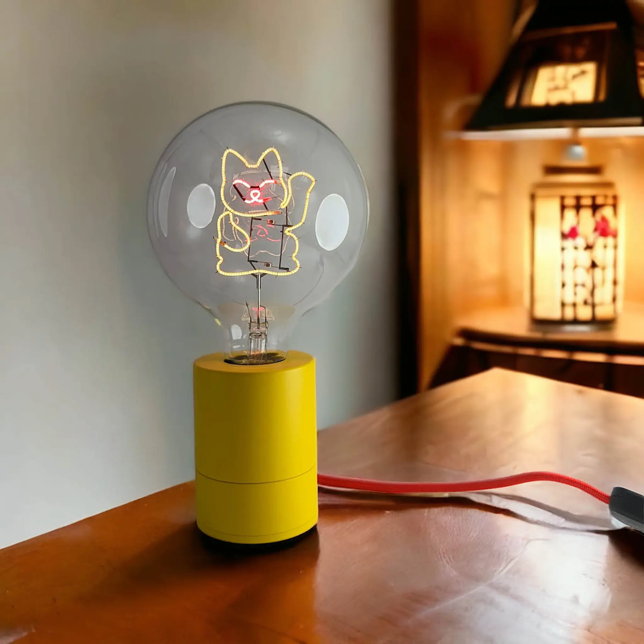 Elements Lighting MITB glödlampa LED 17 cm Lucky Cat bärnsten/röd