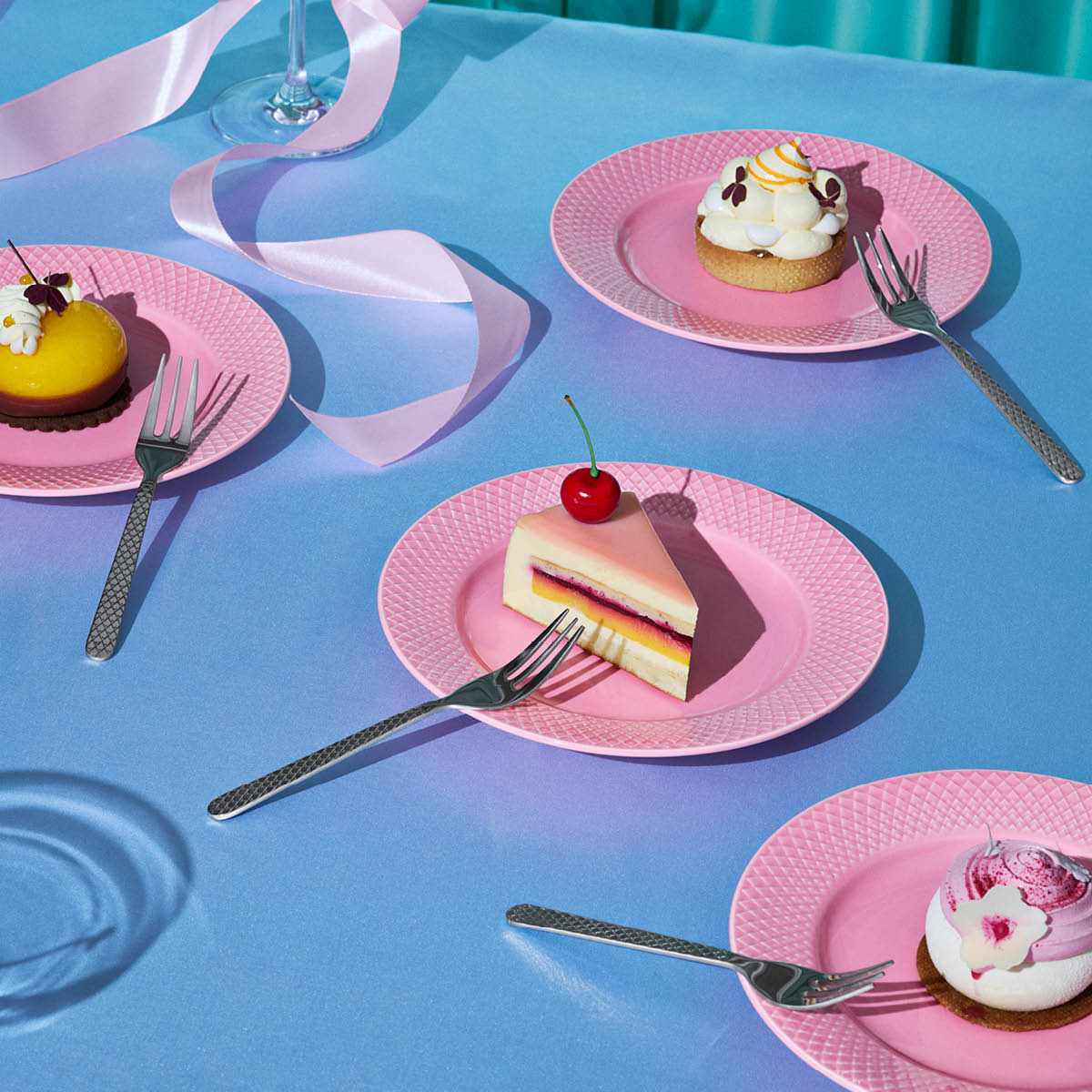 Lyngby Porcelæn Rhombe tårtgaffel 4-pack stål