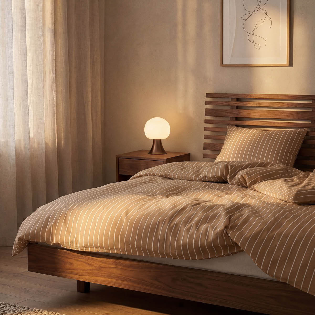 Juna Soft påslakanset 150x210 cm karamell/offwhite
