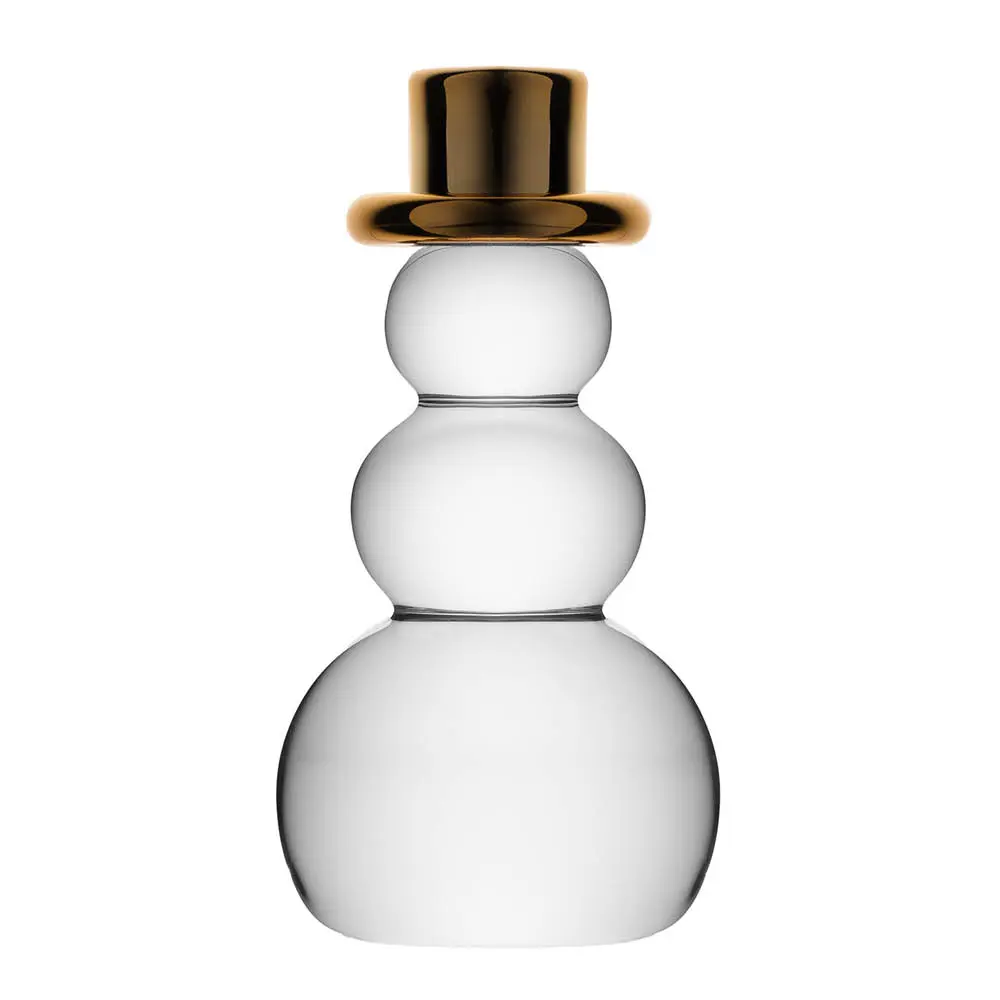 Snømann dekorasjonsfigur 9,2 cm gullhatt