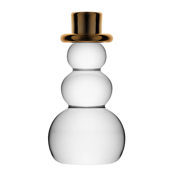 Snømann dekorationsfigur 9,2 cm guldhatt