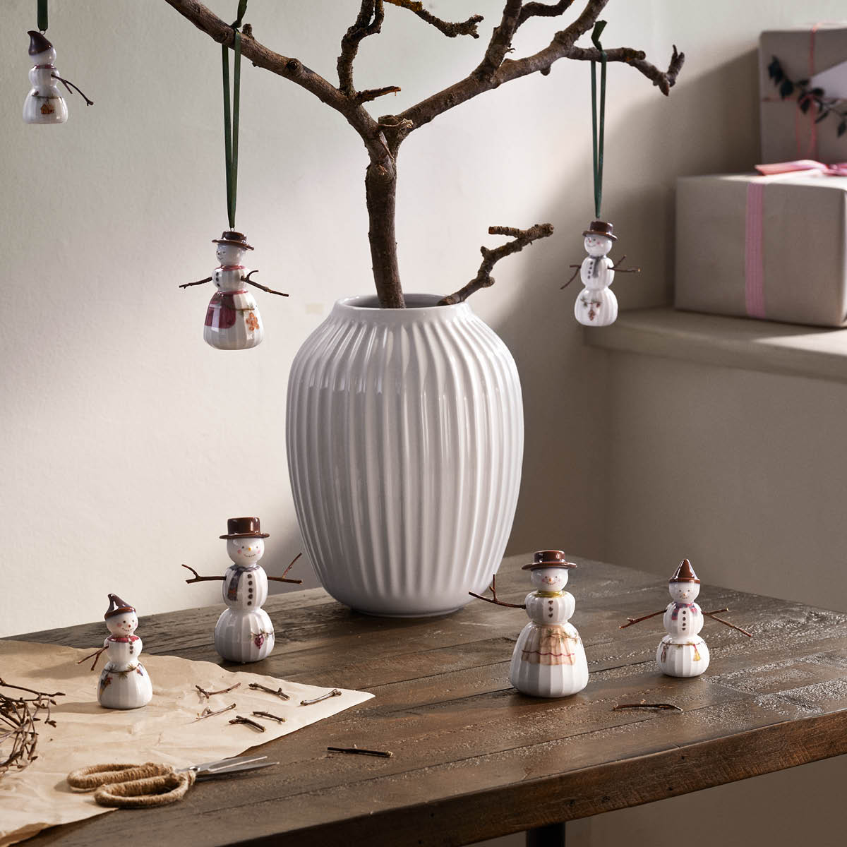 Kähler Hammershøi Christmas snømann 11,5 cm hvit m/ dekor