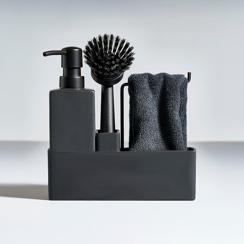 Zone Oppvasksett m/kjøkkenklut svart