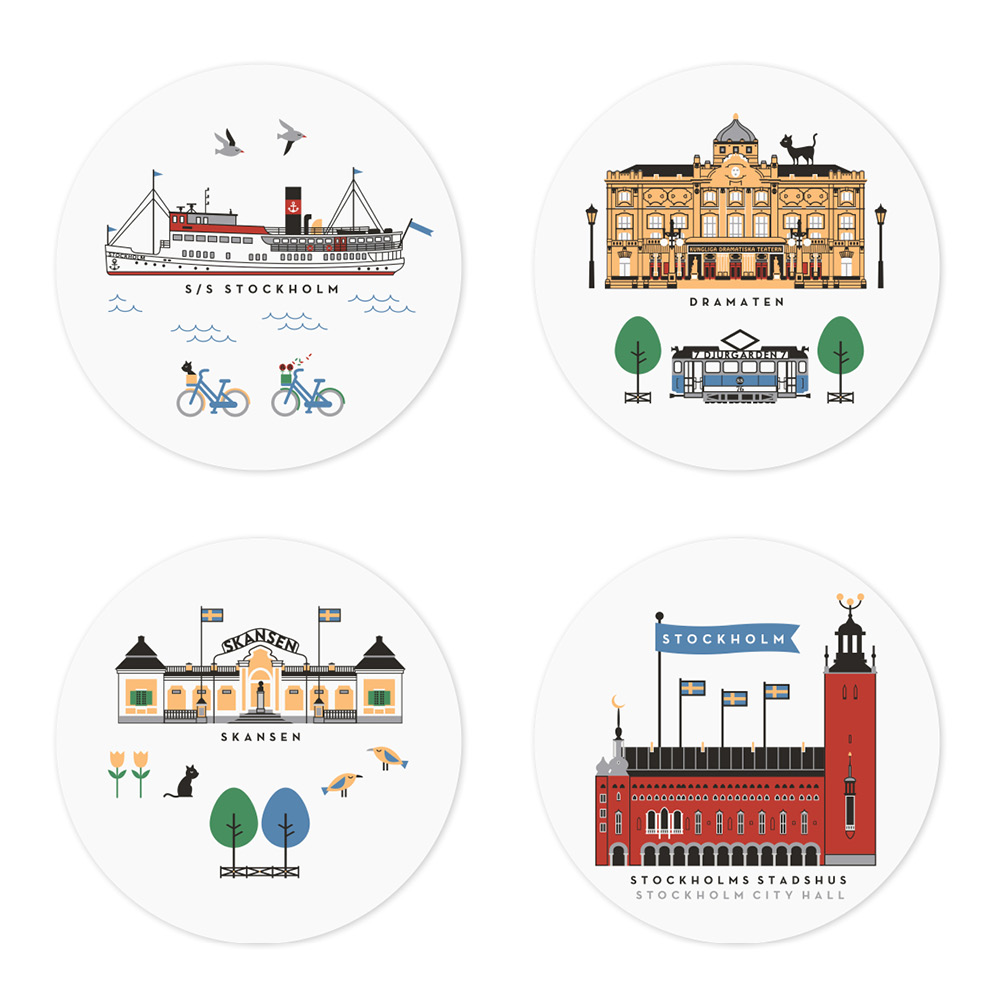 Citronelles - Stockholm City Lasinalunen 9 cm 4 kpl