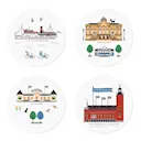Stockholm City Glasunderlägg 9 cm 4-pack Multi
