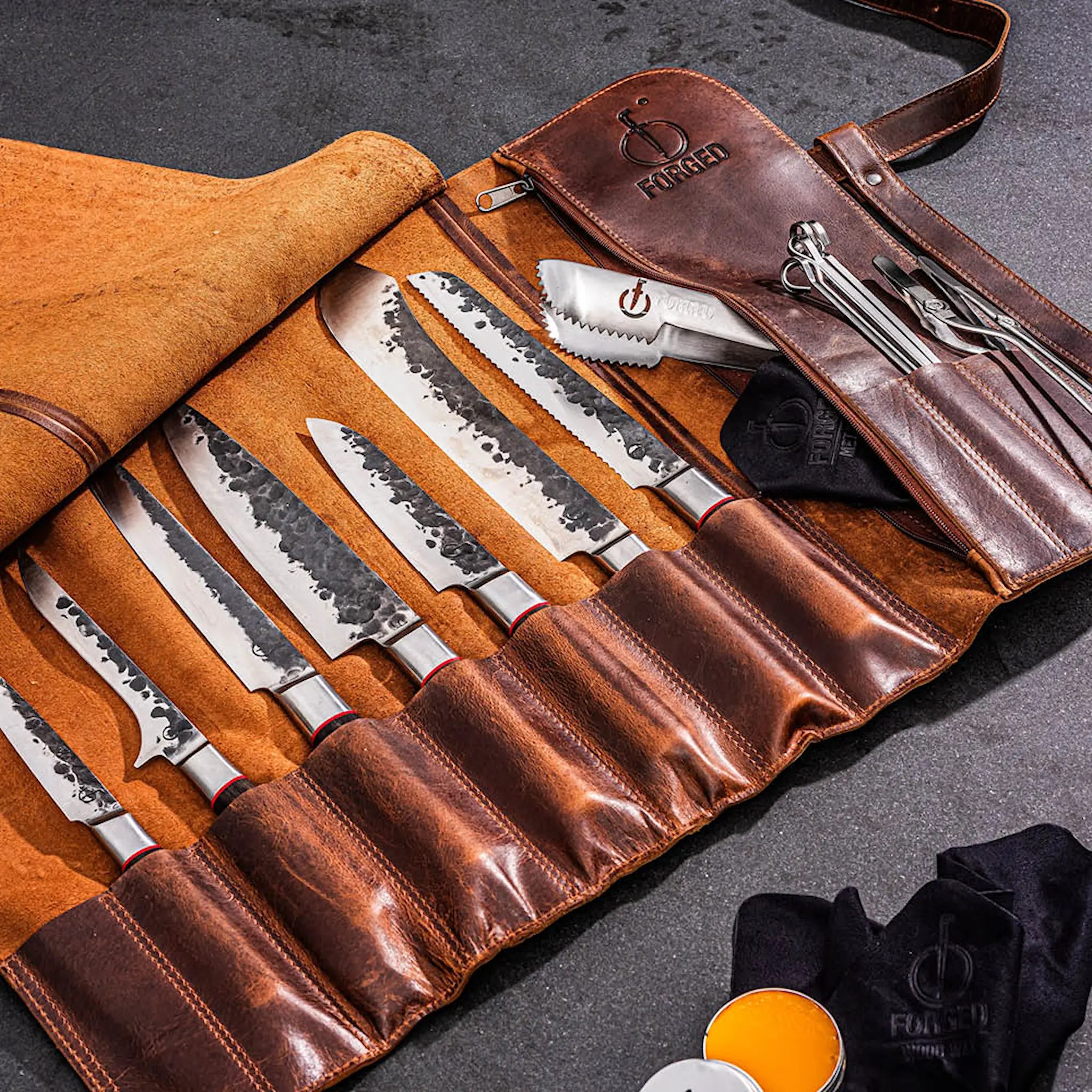 Forged Knivfodral för 8 knivar läder