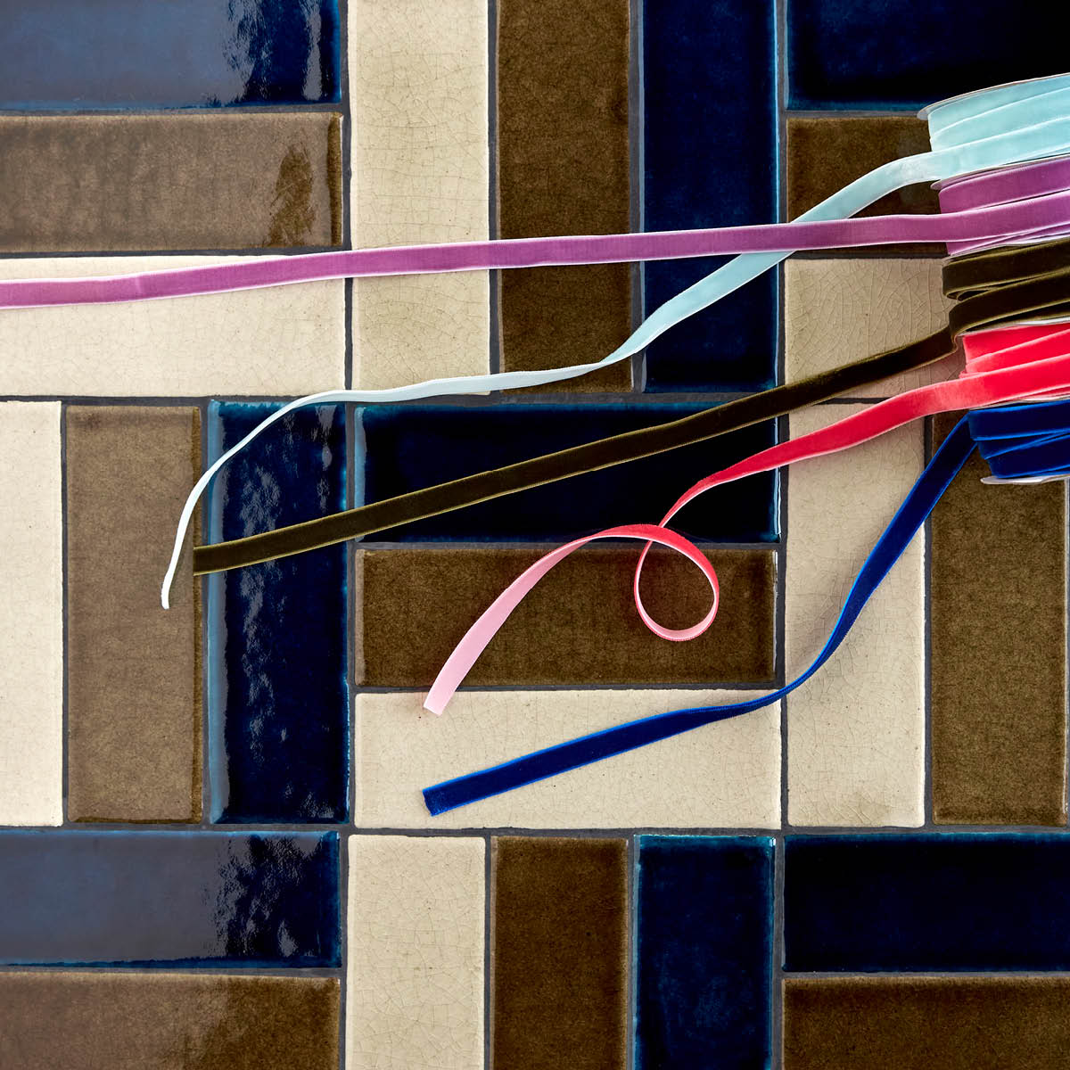 House Doctor Velvet band 5-pack blå korall