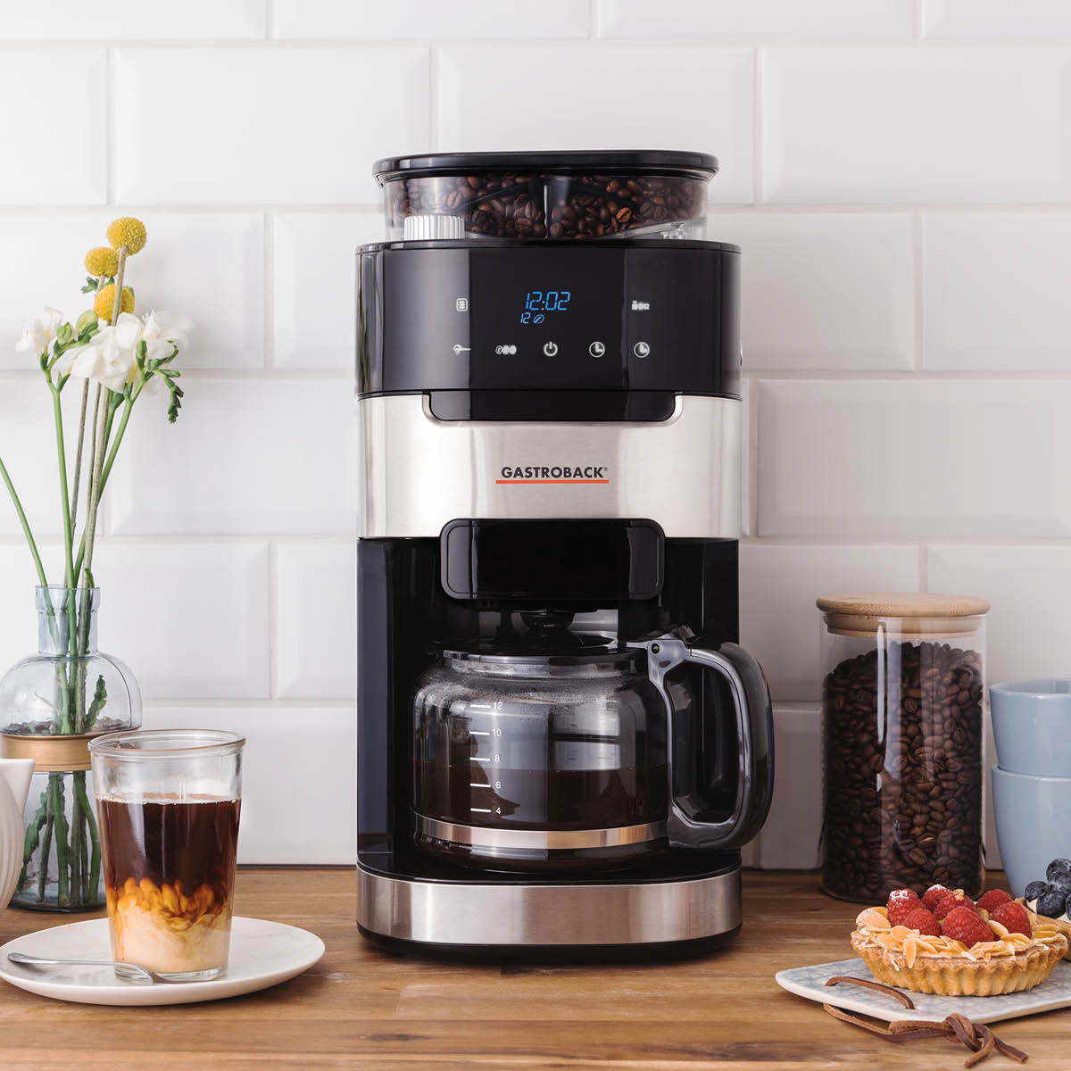 Gastroback Grind & Brew Pro kaffebryggare med inbyggd kvarn 1,5 L