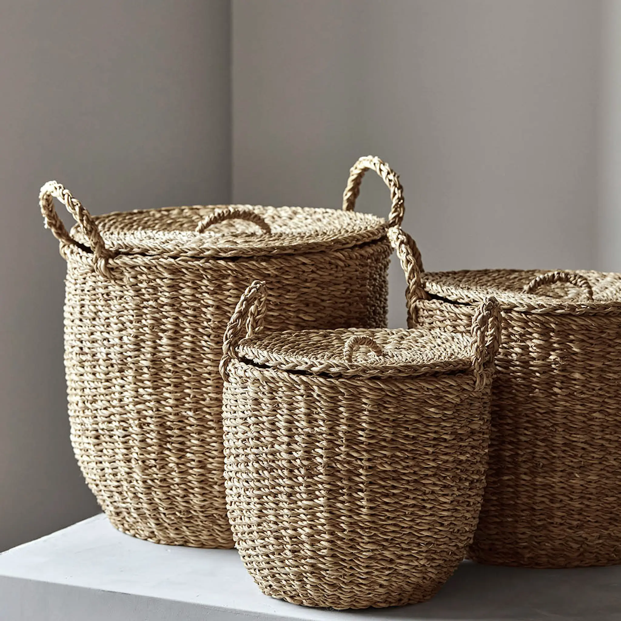 Meraki Oppbevaringskurv med lokk 3 stk sjøgress